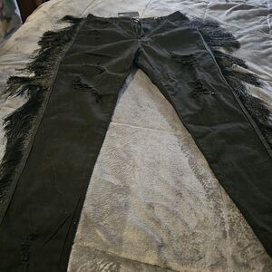 Fashion Nova Black Fringe Skinny Jeans